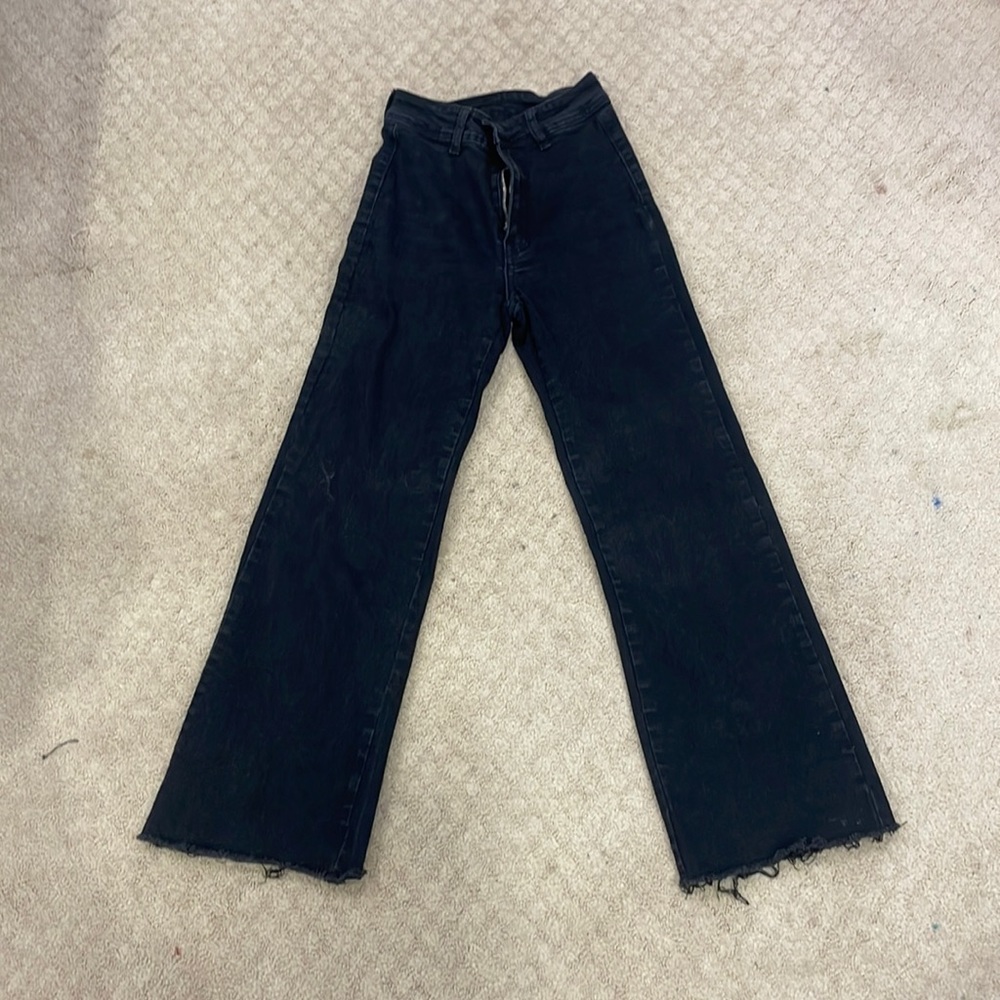 shein size xxs black wide leg high waisted jeans